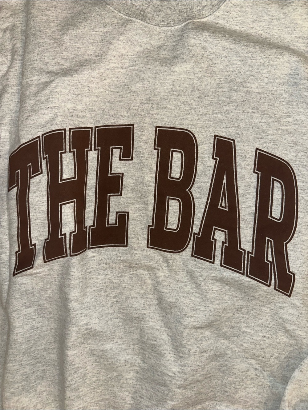 The Bar Light Gray Crewneck Sweatshirt with Brown Lettering - Picture 2 of 3